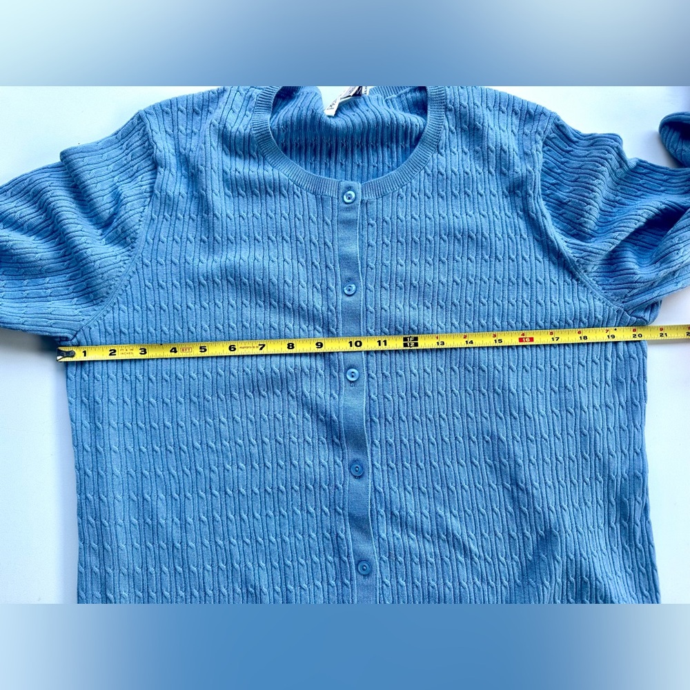 EUC Pendleton Merino Cable Knit Blue Textured Women's Cardigan Sweater, XL - Picture 11 of 12